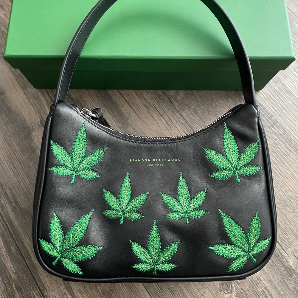 Brandon Blackwood Syl Black Leather bag Embroidered Leaves Special Edition NEW